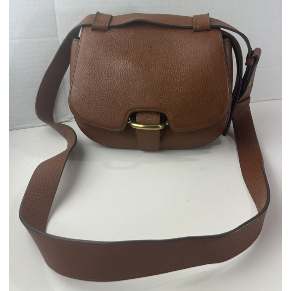 J. Crew Rider Brown Pebbled Leather Crossbody Bag Saddle Western Style Purse - Picture 2 of 16